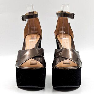 SCHUTZ Black and Brown Wedge Sandals